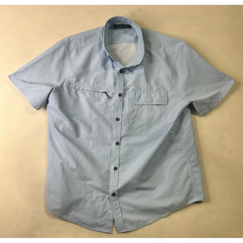 Roundtree & Yorke‎ Performance Mens Large Blue Short Sleeve Fishing Hiking Shirt